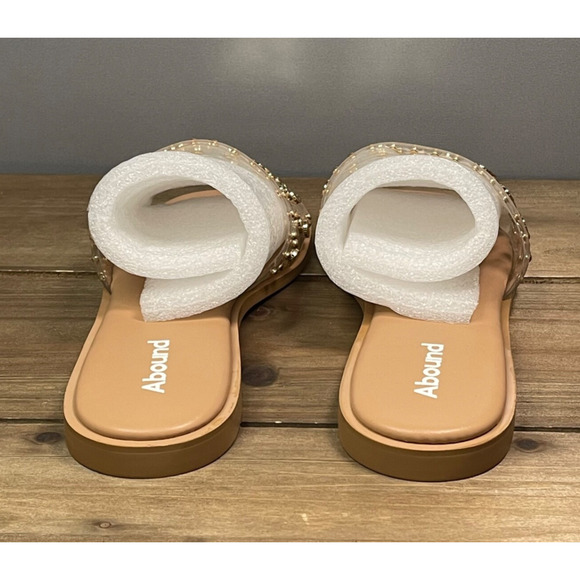 Abound Women's Ivana Slide Sandals Size 11 Clear with Gold Studs Flats - Picture 6 of 14